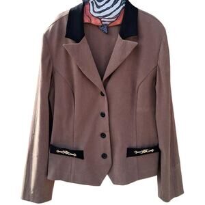 Vintage Jacket 16 Y2K‎ 90s Tan Black Gold Dark Academia Preppy Nonbinary Dessert